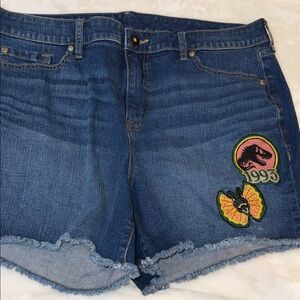 Torrid Blue Jean Shorts with Dinosaur Patch